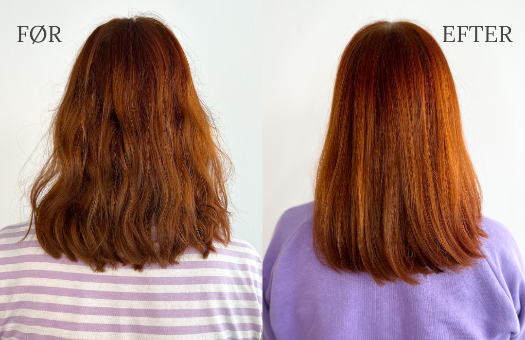 hår før og efter brugen af ZENZ Organic signature-serien pure 