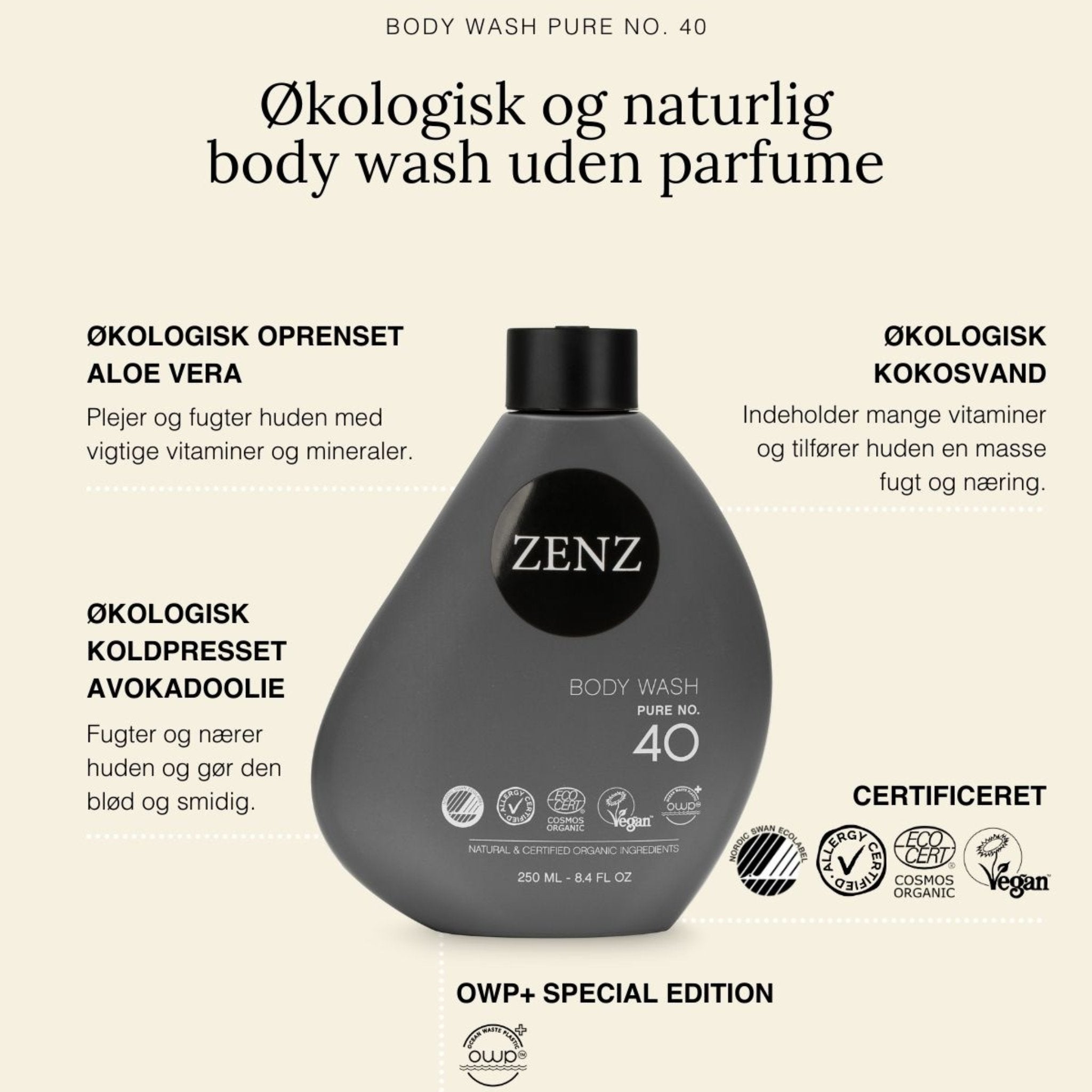 Body Wash Pure no. 40 (250 ml) - ZENZ Organic Products (DK)