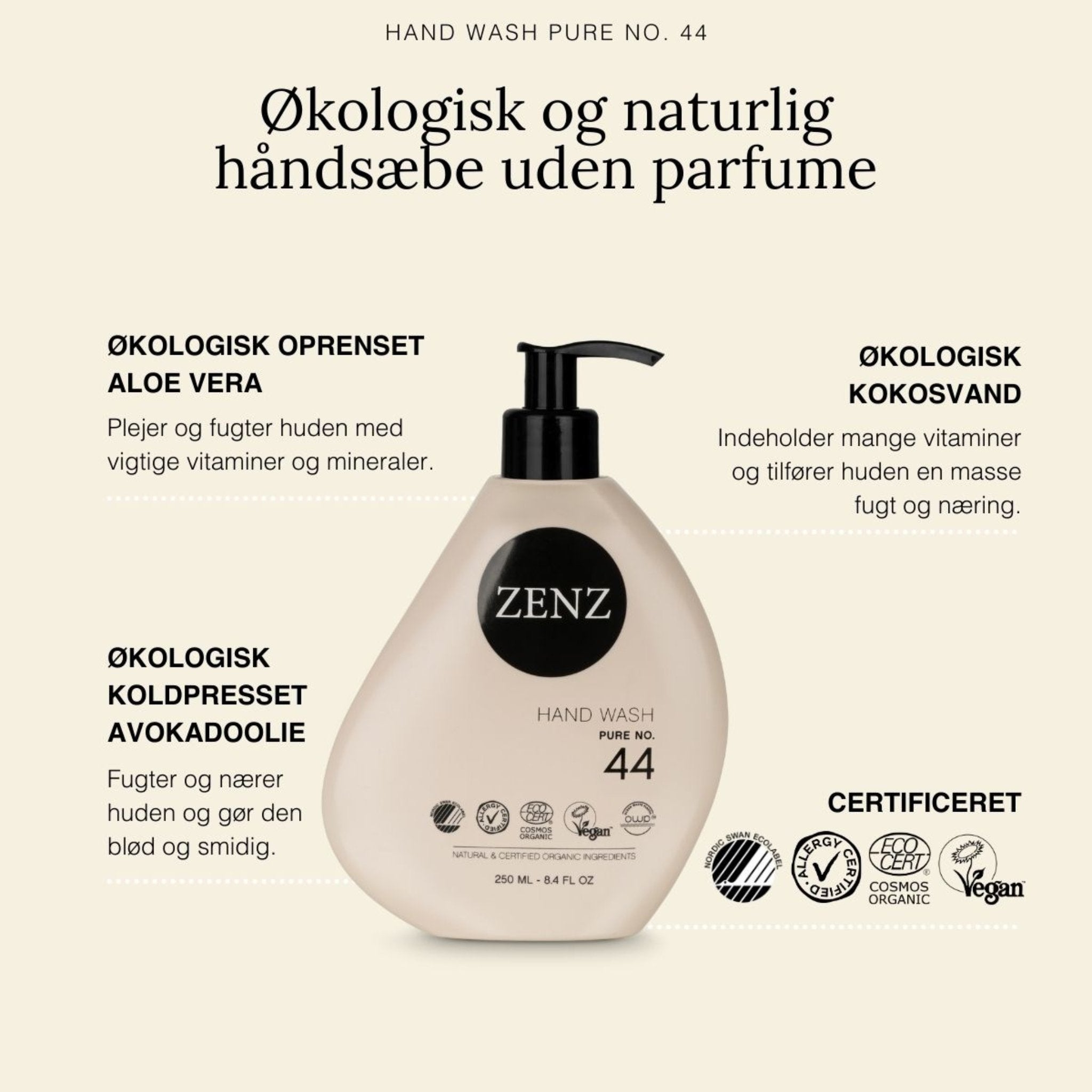 Hand Wash Pure no. 44 (250 ml) - ZENZ Organic Products (DK)
